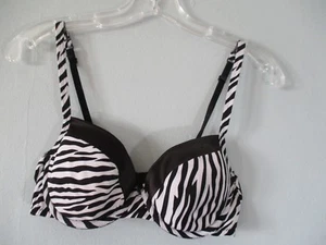 34 B Zebra Striped Black and White Underwire Bra - Picture 1 of 12