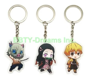 Set of 3 Demon Anime Acrylic Keychain Zenitsu Inosuke Nezuko v1 - Picture 1 of 2