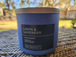 Bath & Body Works /White Barn Linen & Lavender Scented 3 Wick Candle Test Store - Picture 1 of 3