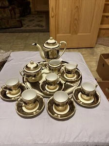 Art Deco Noritake China Vintage Coffee Tea Set Demitasse Cup Saucer Gilded 18pc - Picture 1 of 5