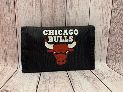 Vintage Chicago Bulls Black Tri-Fold Wallet NBA Cover