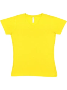 LAT 3507 Womens Short Sleeve Cotton V-Neck Fine Jersey T-Shirt - Picture 1 of 22