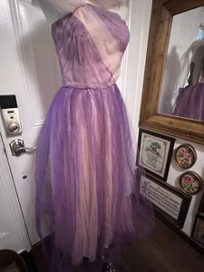 50er Jahre Vintage trägerloses Fred Perlberg Partykleid lila Tüll! - Bild 1 von 8