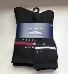 Calze Tommy Hilfiger Uomo Nuove Confezione 5 Paia Calze Crew Nere Atletiche Casual - Foto 1 di 10