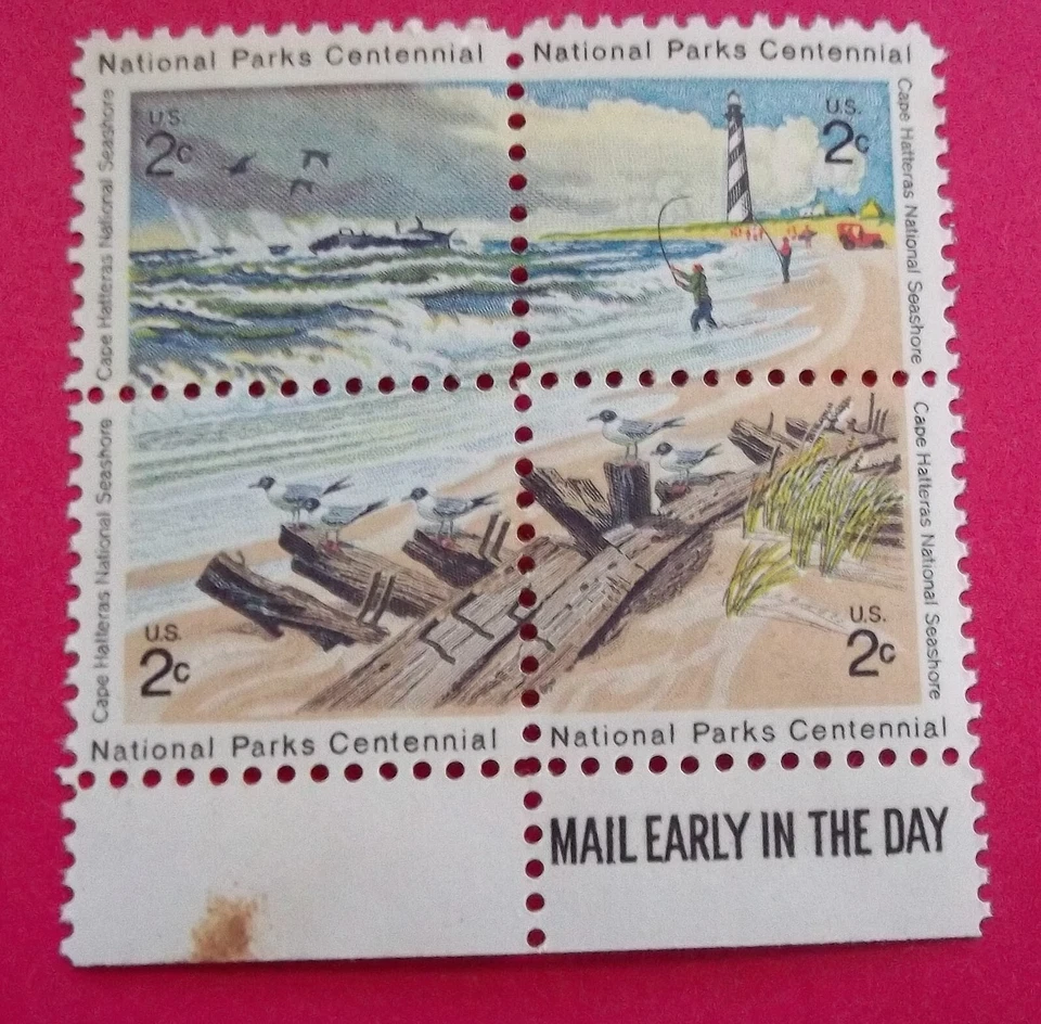 Cape Hatteras, Plate Block of (4) 2¢ Stamps, SC #1448-1451, MNH- FREE ship - Image 1 of 1