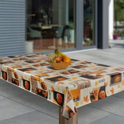 Wachstuch-Tischdecken Abwaschbar Halloween Kürbis Blätter Herbst rechteckig - Bild 1 von 4