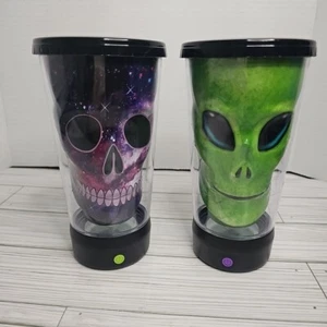 Cool Gear Pop Lights Sugar Skull Day of the Dead 18oz Tumblers With Lid LED - Picture 1 of 10