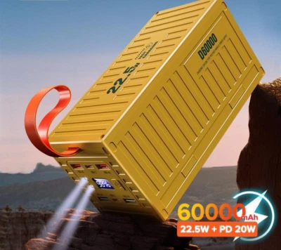 Qoovi 60000mah Power Bank 22.5w Pd Qc 3.0 Charger Powerbank Large Battery Capaci - Image 1 of 4