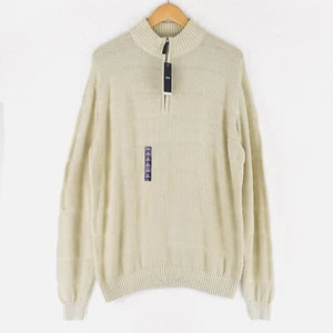 IZOD Classic Rock Heather 1/4 Cremallera Para Hombre Nuevo con Etiquetas Crema Marfil Diseñador Tejido Suéter - M - Imagen 1 de 6