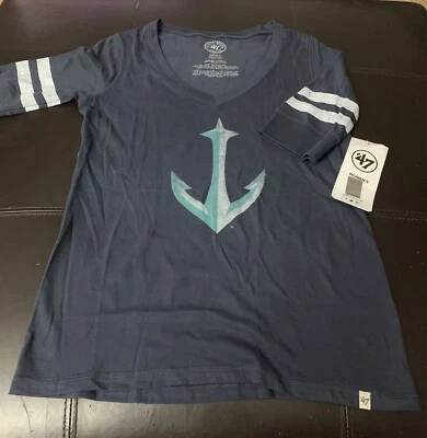 NUEVO CON ETIQUETAS Forty Seven '47 Marca Seattle Kraken Cuello en V Ancla Camiseta Mujer XL D6 Foto 1 de 4