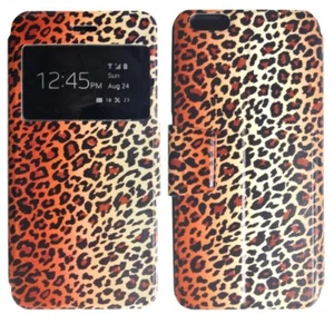 Coque Pour IPHONE 6 Plus Rabat Cuir Silicone Fenêtre Aimant Animal Print Guépard - Photo 1 sur 1