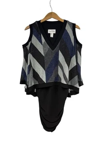 Joseph Ribkoff Cold Shoulder Belle Sleeve Black Blue Silver Shimmer Tunic 10 - Picture 1 of 11