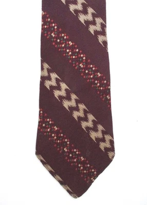 De Colección Años 40 50 Borgoña Bordado Mosaico Azulejo ZigZag Rayas Rockabilly Columpio Corbata Foto 1 de 4