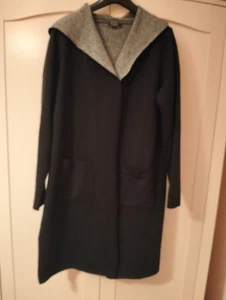 Woman's edge-to-edge below knee jacket, Izabel London, size 16 black hooded, new - Picture 1 of 5