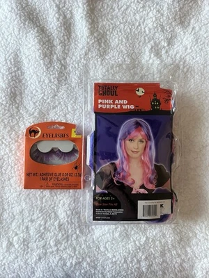 Halloween Totally Ghoul Pink Flip Wig & Eyelashes - Image 1 of 3