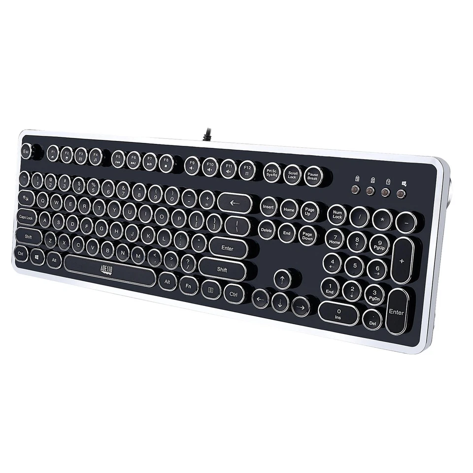 Retro Desktop Mechanical Typewriter-Style Keyboard Metal Base and Chrome Keyc... - Image 1 of 4