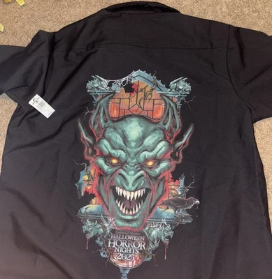 Universal Halloween Horror Nights HHN 2025 Size LARGE Camp Shirt Button Up NEW - Image 1 of 2
