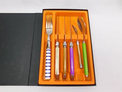 6 Pc Claude Lebrun Laguiole Inox Knife Fork Spoon Set Stainless Steel Mix Match - Image 1 of 4