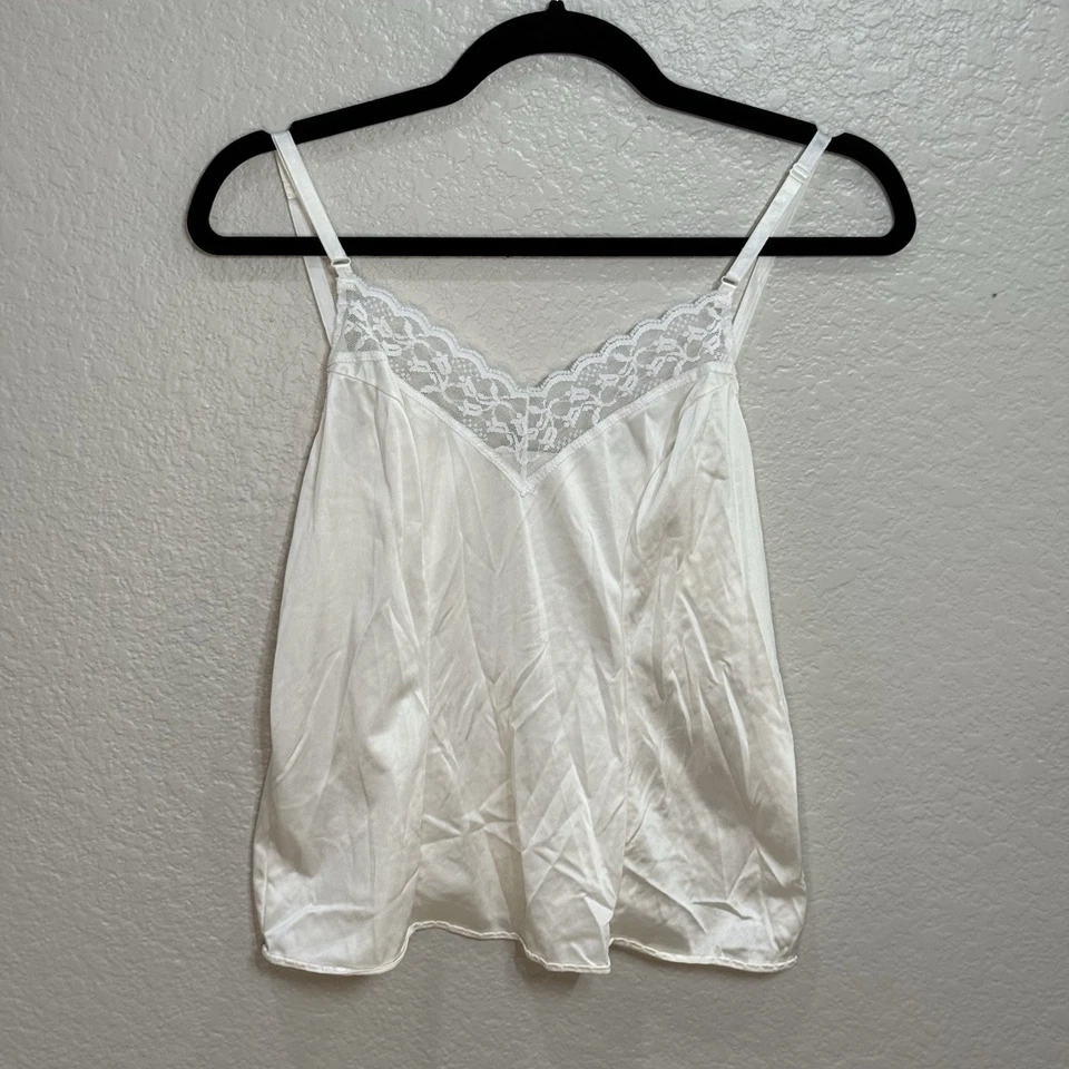 Camisola de encaje de nailon Sears años 70 80 de colección talla 34 marfil hecha en México retro romántica Foto 1 de 4