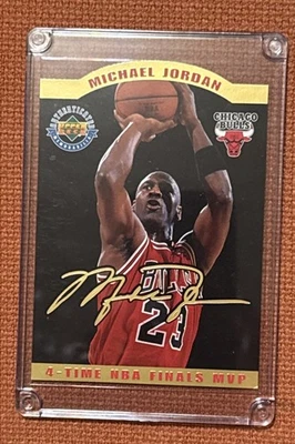 1996 Upper Deck Michael Jordan ltd Edition Jumbo Card  4 Time Finals MVP /2500 - Image 1 of 4