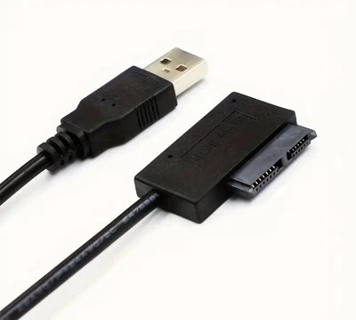 USB 2.0 to Slimline SATA 7+6 13Pin Converter Cable for Laptop CD/DVD ROM Drive - Image 1 of 3