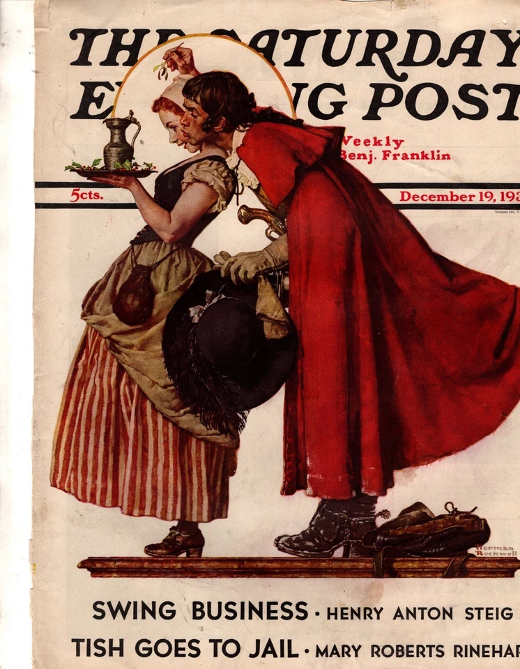 1936 Saturday Evening Post December 19 - Norman Rockwell Original cover only - Image 1 of 1