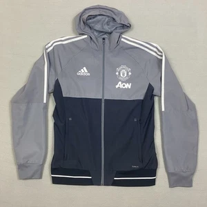 Manchester United Jacke mittelgrau Training Trainingsanzug Adidas Kapuze 2017 2018 - Bild 1 von 19