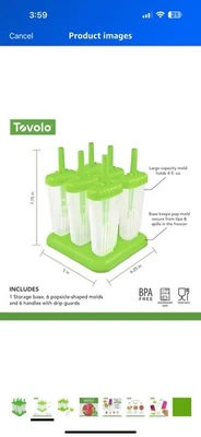 Moldes de picolé Groovy Tovolo (conjunto de 6) - Ice Pops reutilizáveis e sem bagunça com ... - Imagem 1 de 2