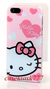 Für iPhone 5 5S Hartschale Cover Rosa mit Herz Kätzchen Kätzchen + Displayschutzfolie - Bild 1 von 3