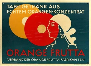 Original Vintage Poster ORANGE FRUTTA SWISS LEMONADE um 1930 Dose - Bild 1 von 1