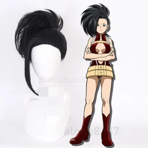Pelucas de pelo negro My Hero Academia Yaoyorozu Momo anime cosplay pelucas pelucas - Imagen 1 de 5