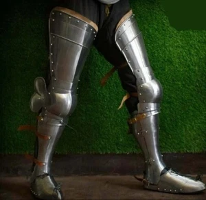 Caballero Medieval Pierna Completa Armadura y Zapatos Acero Pierna Protección LARP SCA Halloween - Imagen 1 de 5