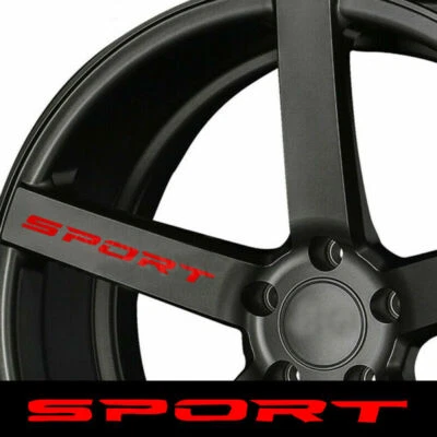 4 pcs SPORT Style Car Door Rims Wheel Hub Racing Sticker Graphic Decal Accessory - Image 1 of 4