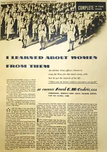 C1943 Vintage WWII WAC Woman Army Corps Poster Frank McCoskrie American Magazine - Picture 1 of 3