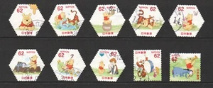 JAPAN 2018 DISNEY WINNIE THE POOH 62 YEN COMP. SET OF 10 STAMPS IN FINE USED - Picture 1 of 4
