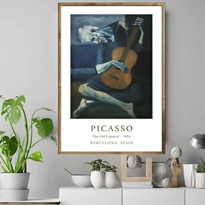 Pablo Picasso - The Old Guitarist - Vintage Museum Wall Art Poster/Canvas Print - Picture 1 of 3