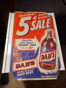 Vintage Dad's Rootbeer Cardboard Advertising Sign Mama Size Soda - Picture 1 of 10