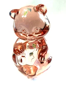 Fenton Art Glass Cranberry Pink Hand Painted Signed 3 1/2 Sitting Bear - Picture 1 of 3
