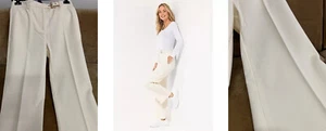 ICONIC by Marina Hoermanseder Hose Schnallendetail weites Bein elegant -ecru- - Bild 1 von 1