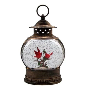 Lighted Swirling Water Lantern With Cardinal Design Freestanding For Shelf Mante - Picture 1 of 7