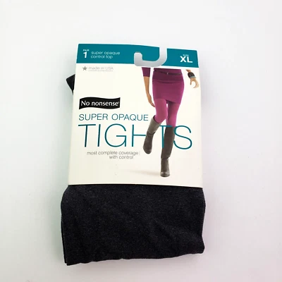 No Nonsense Womens Size XL SAP Graphite Heather Gray Super Opaque CT Tights - Image 1 of 4