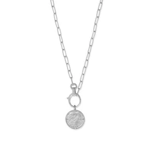 Authentic 925 Sterling Silver Owl Medallion and Paperclip 22" Chain Necklace - Picture 1 of 1