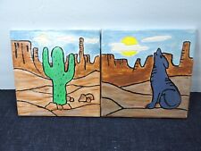 Joy Kay molds ceramic handpainted tiles  Southwestern coyote and cactus