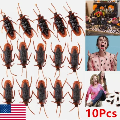 10X Broma Falsas Cucarachas Plástico Cucarachas Espeluznantes Cucarachas Insectos Fiesta Juego Juguete Regalo Foto 1 de 4