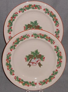 Set (2) Sango JINGLE BELLS MUSTER Steinzeug SPEISETELLER - Bild 1 von 10