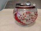 Cracked Look Glass, Candle Holder,  Cardnials And Winter Scene, 2.5 Inch Tall,