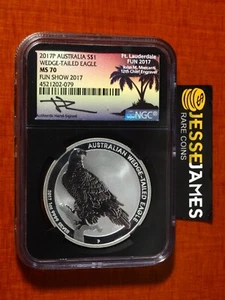 2017 P $1 AUSTRALIA WEDGE TAILED SILVER EAGLE NGC MS70 MERCANTI SIGNED FUN SHOW - Picture 1 of 2