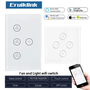 WiFi Smart Ceiling Fan Light Switch EU US Touch Panel Tuya APP Remote Timer and - Picture 1 of 5
