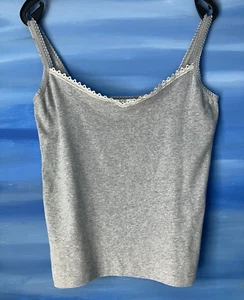 Ladies M&Co cami size L Size top Cami Top Sleeveless Vest Appliqued Grey Cotton - Picture 1 of 6