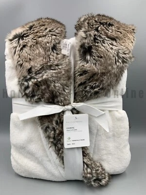 Pottery Barn Faux Fur Ombre Trim Unisex Robe Gray White Small #9930 - Image 1 of 4